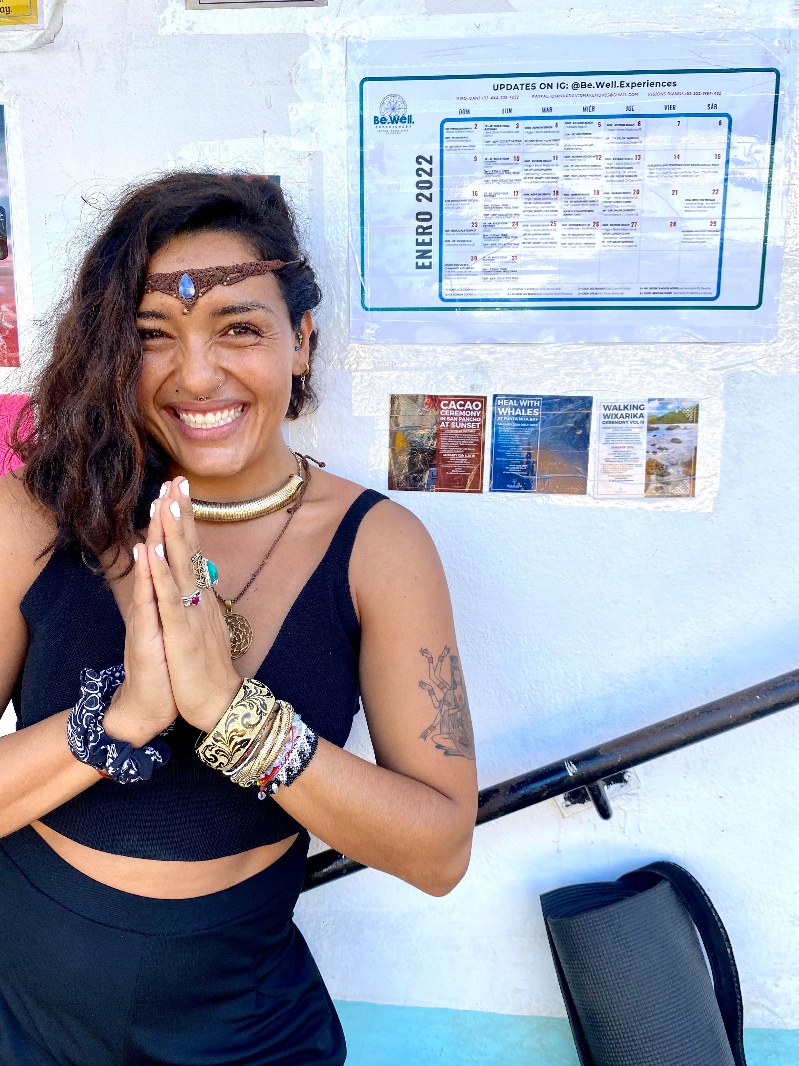 Dani in namaste pose