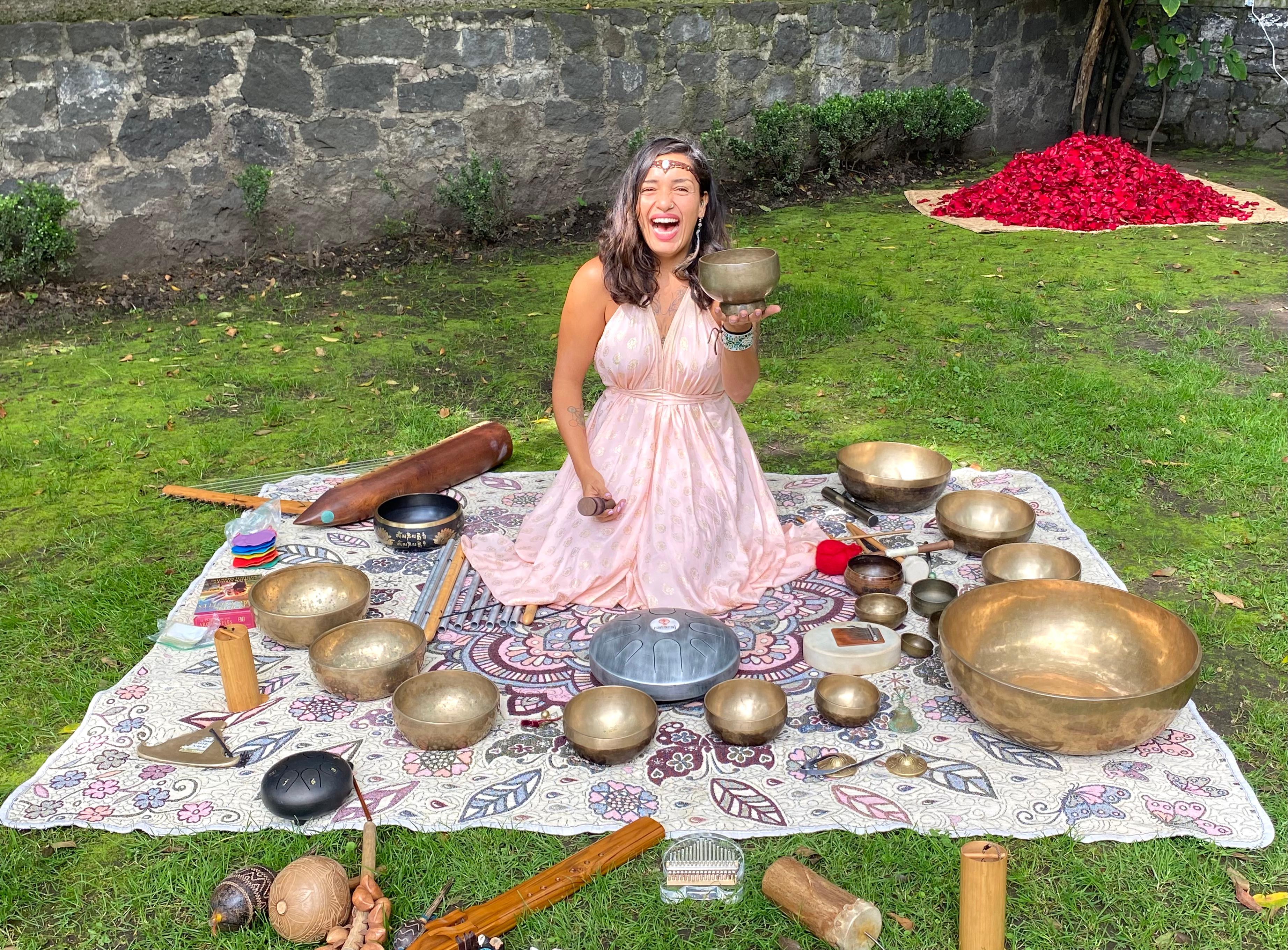 Dani with singing bowls